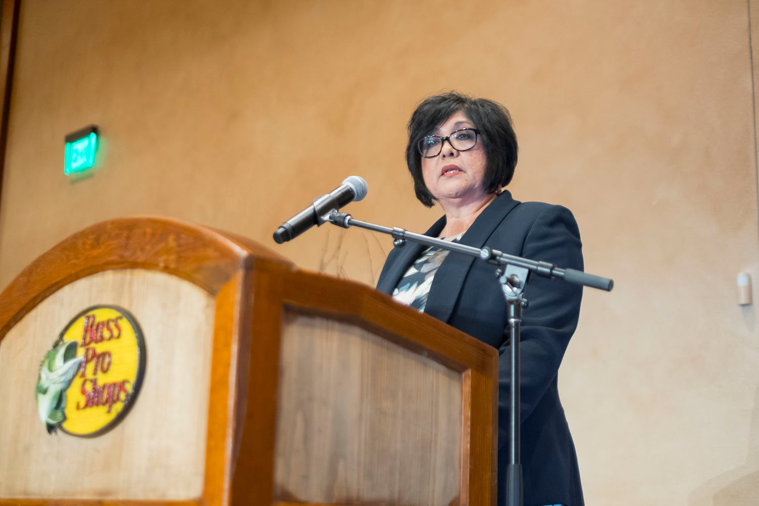 Mary Ann Rojas, the city’s former director of Workforce Development, speaks at a workforce conference in 2018.